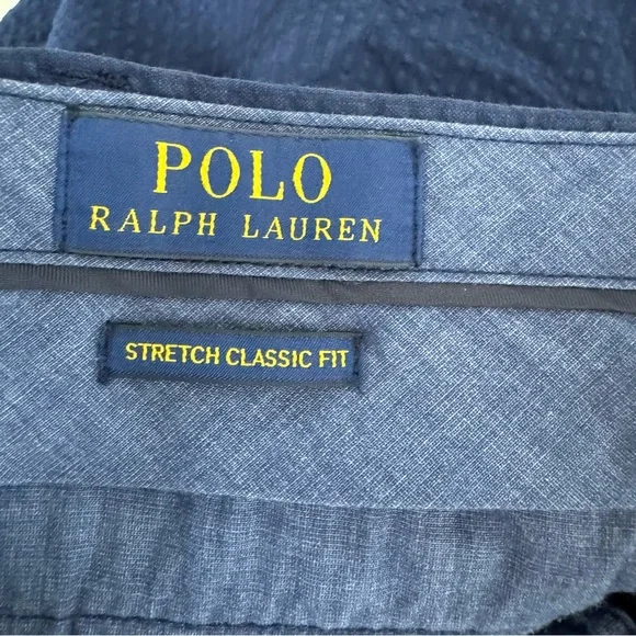 Polo Ralph Lauren Shorts Chino Flat Front Dress Navy Blue Solid Dark Textured‎
